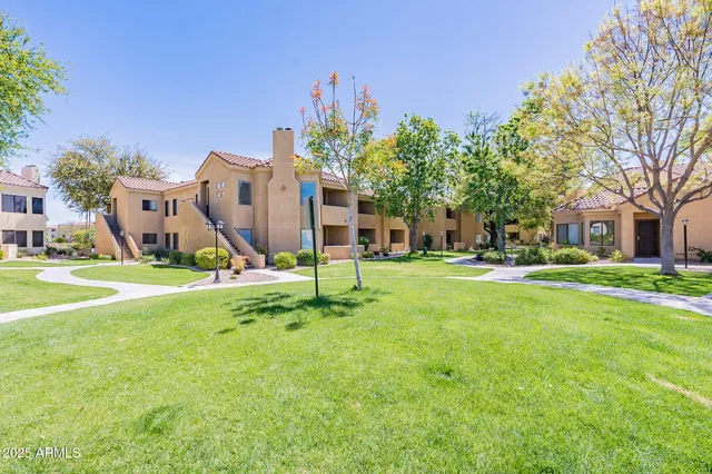 a view of a house with a big yard and a large tree