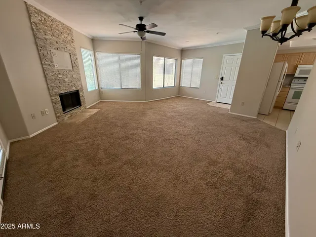 a view of a livingroom with a fireplace