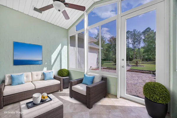 a front view of a house with a patio