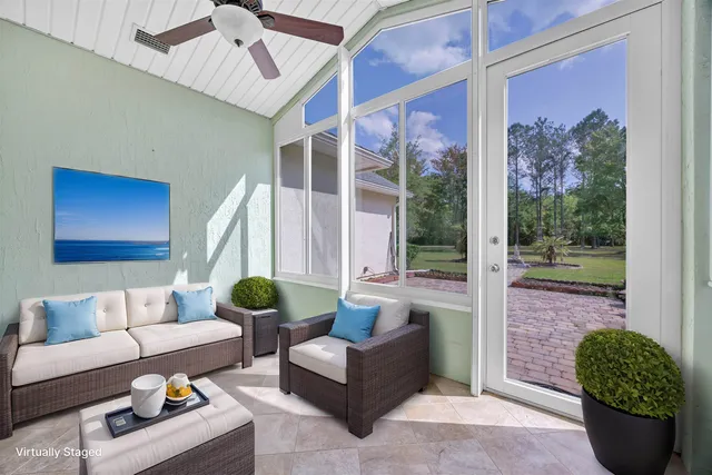 a front view of a house with a patio