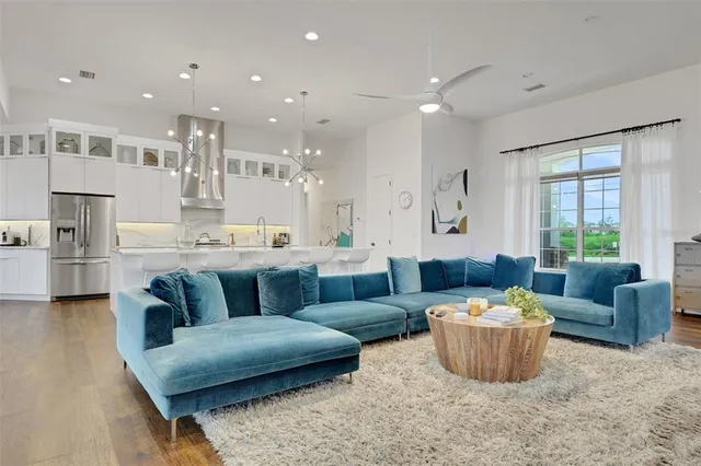 a large kitchen with a large island in it