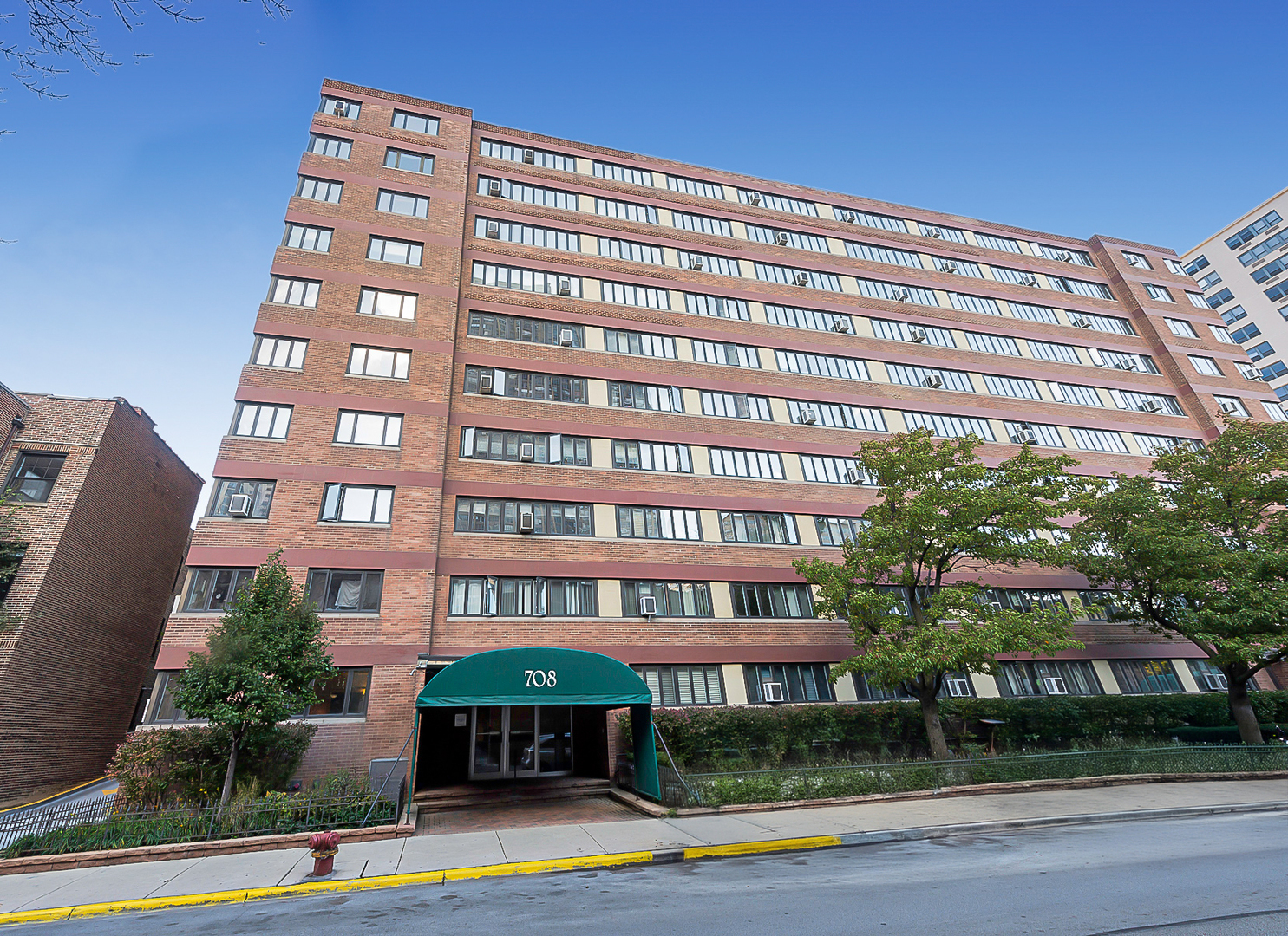 a front view of a building