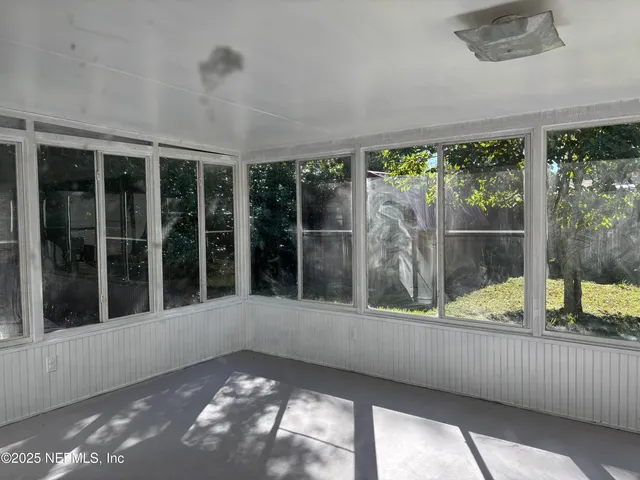 a view of a large window in a balcony