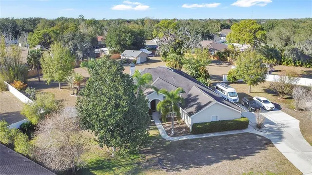 an aerial view of a house