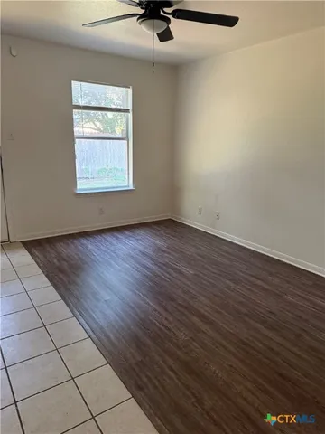 an empty room with a workspace