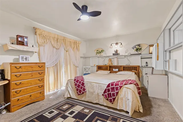 a bedroom with a bed and dresser