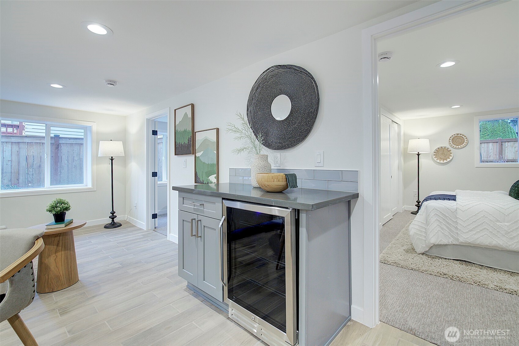 7008 Linden Avenue North Seattle, WA 98103 - Photo 28 of 39 a living room with furniture and a fireplace