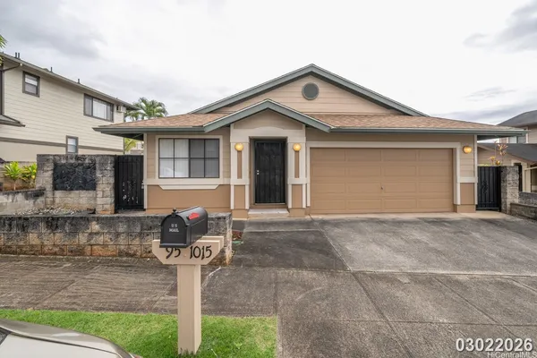a front view of a house with patio