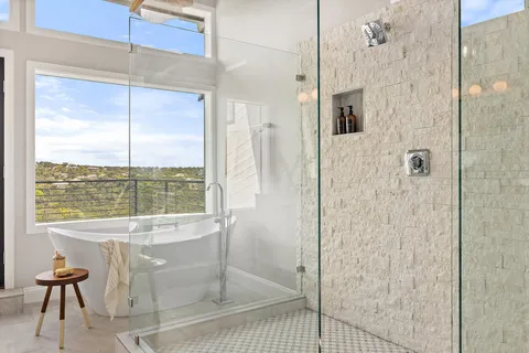 a bathroom with a shower