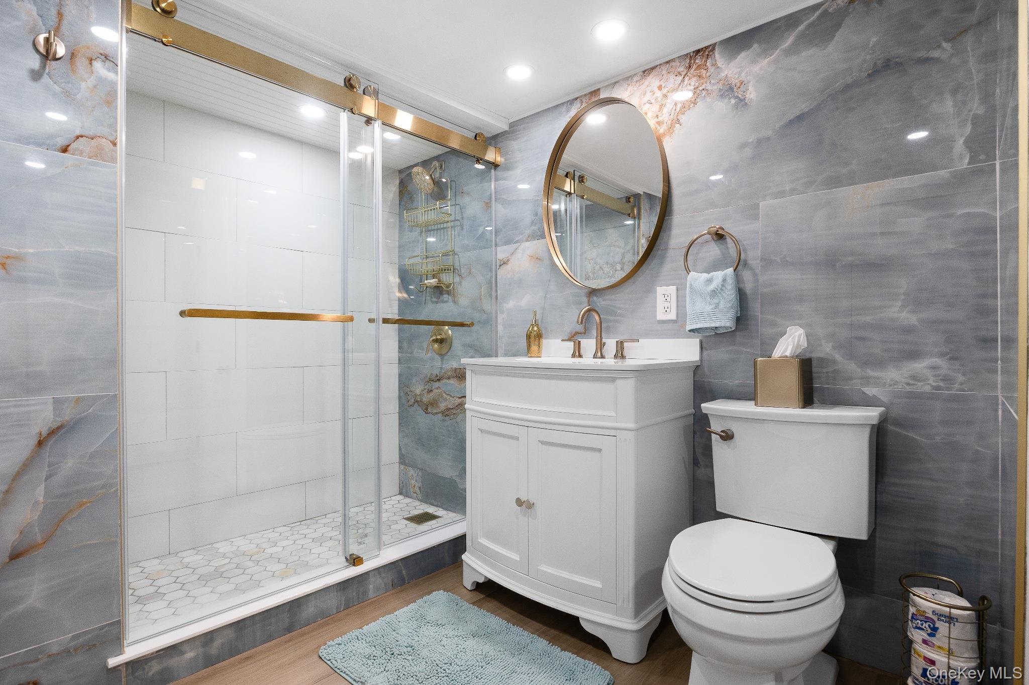 461 Wolf Hill Road Dix Hills, NY 11746 - Photo 29 of 37 a bathroom with a toilet a sink and a mirror