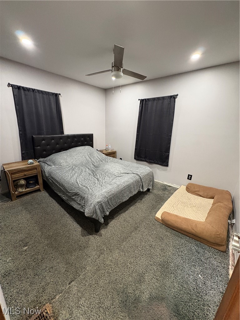 4542 Bloomfield Road Cambridge, OH 43725 - Photo 16 of 22 Bedroom featuring carpet, a ceiling fan, and recessed lighting