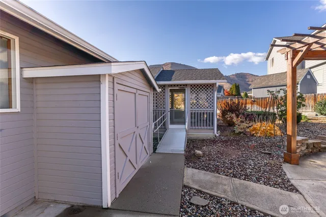 a view of a black gate