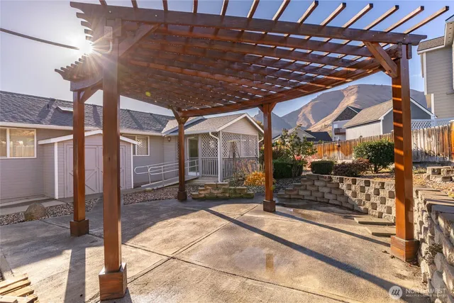 a view of a black gate