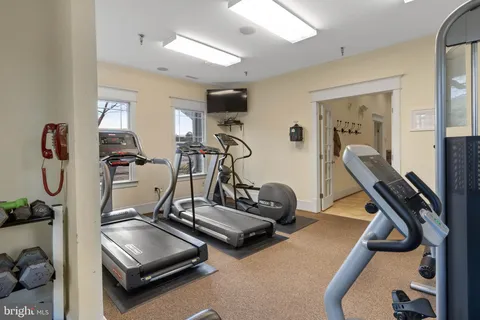 a room with gym equipment