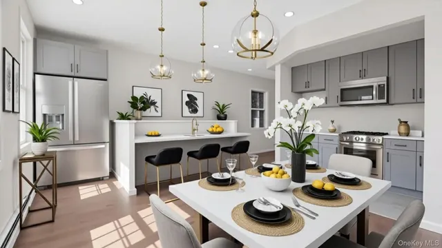 a kitchen with a table and chairs in it