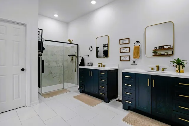 a bedroom with a bed and furniture