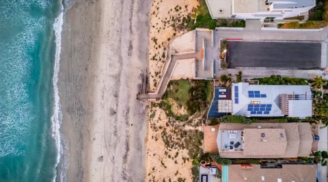 a view of beach and ocean