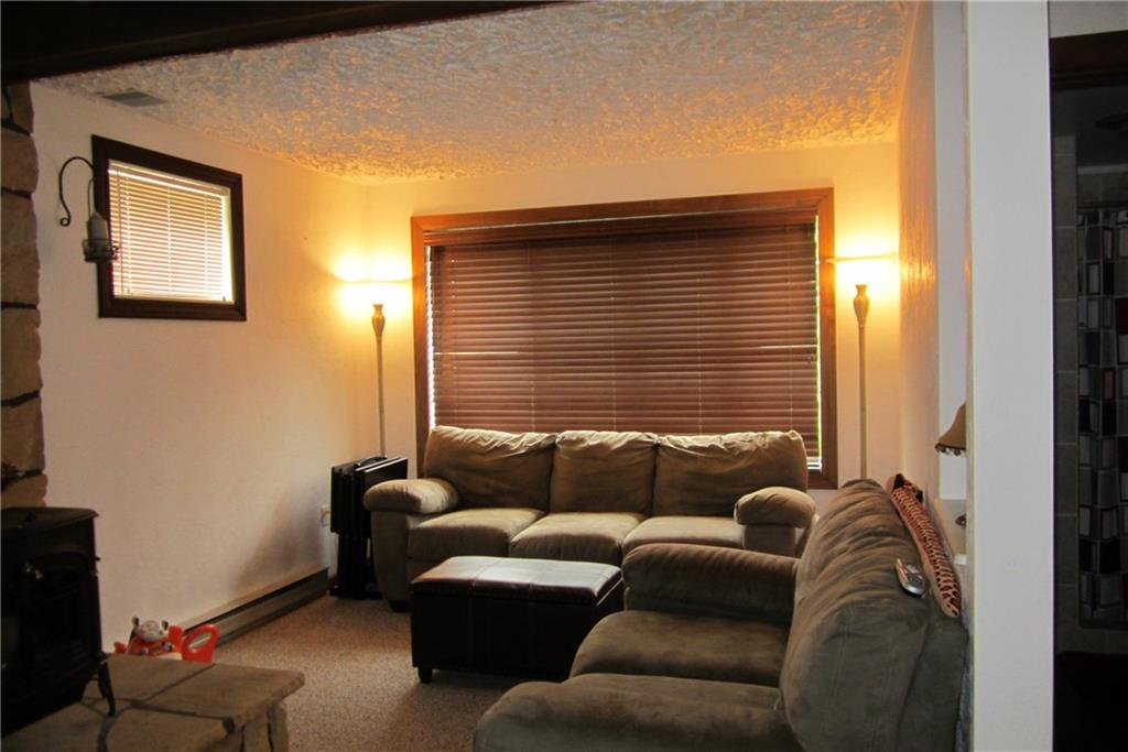 158 Craft Washington, PA 15301 - Photo 17 of 25 Lower level family room, neutral carpet and wood burning stove.