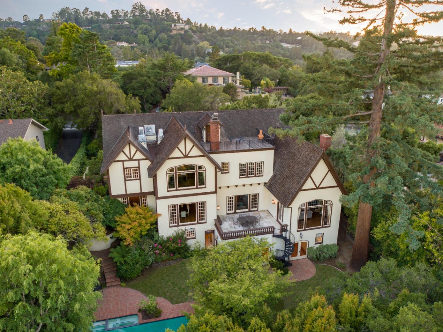 446 El Arroyo Road Hillsborough, CA 94010 - Photo 29 of 32 an aerial view of a house with a yard
