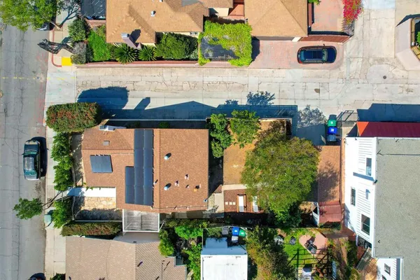 an aerial view of a house