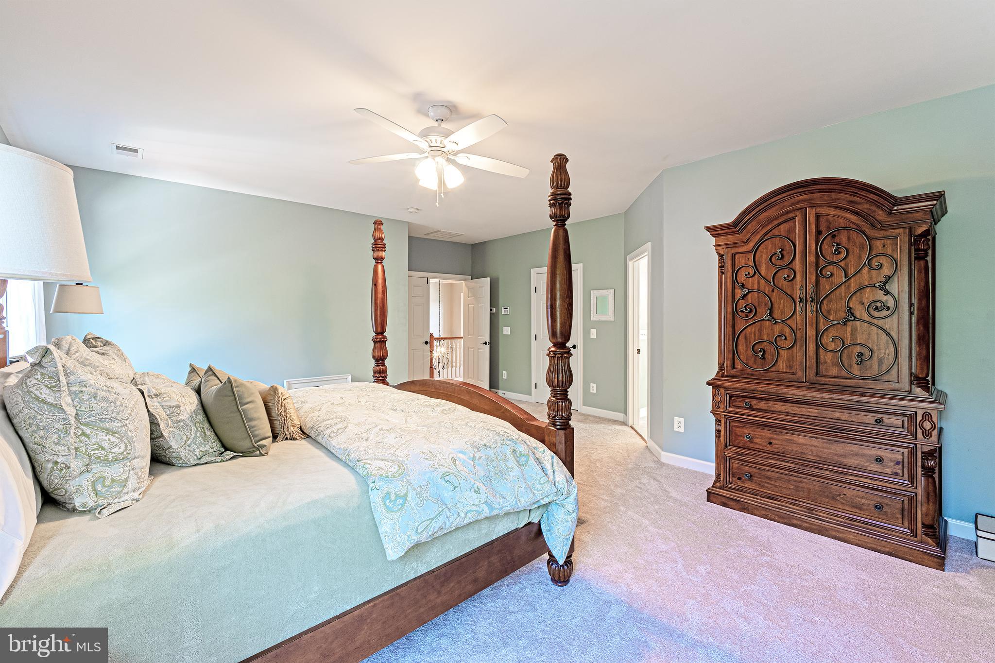 47333 Middle Bluff Place Sterling, VA 20165 - Photo 24 of 43 a bedroom with a bed and a chandelier