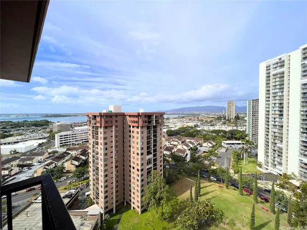 a view of a city with tall buildings