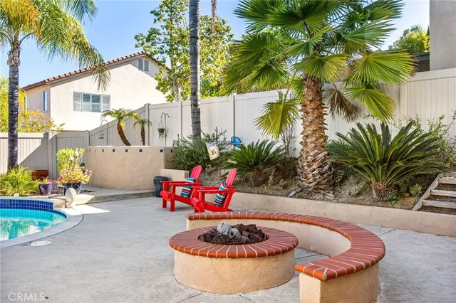 a view of a swimming pool with a yard