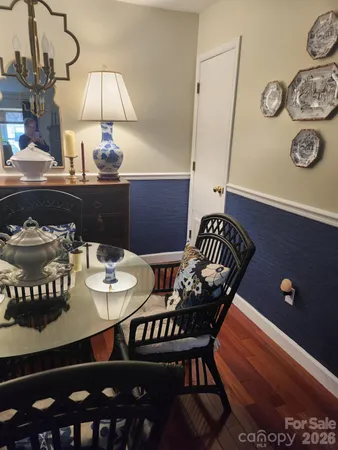 a table and chairs in a room