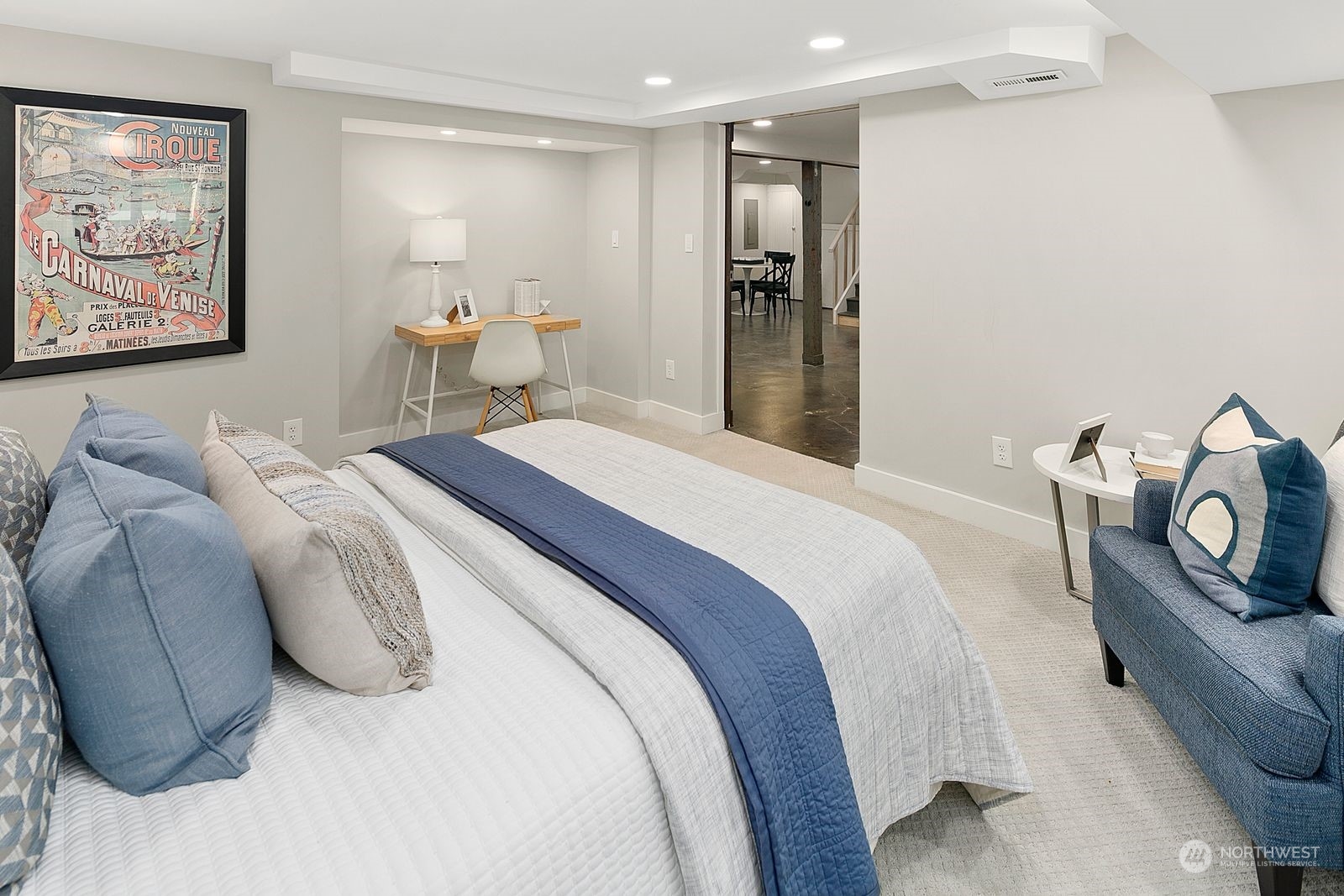 1908 Northeast Naomi Place Seattle, WA 98115 - Photo 26 of 30 a bedroom with a bed and wall painting