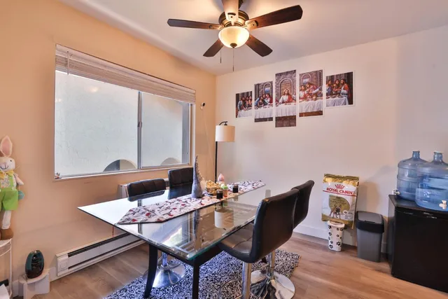 a workspace with furniture and window