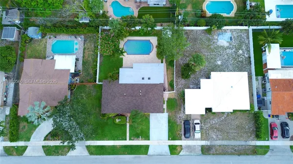 an aerial view of a house