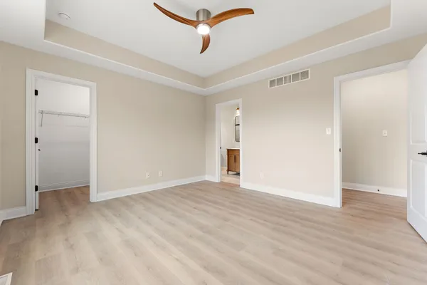 a view of a room with racks on the wall