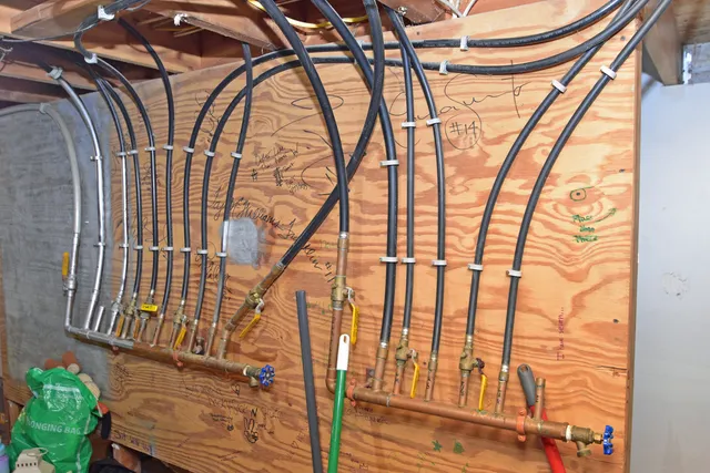 a view of wooden balcony