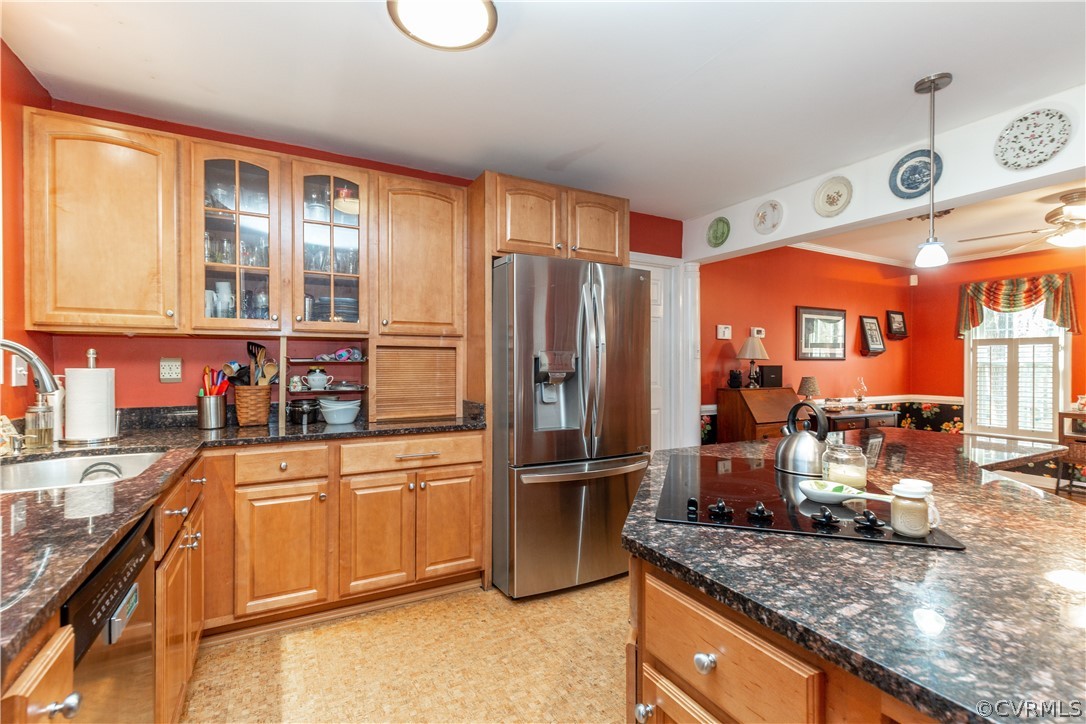 4530 Little Ridge Lane Chesterfield, VA 23832 - Photo 9 of 37 a kitchen with stainless steel appliances granite countertop a refrigerator and a sink