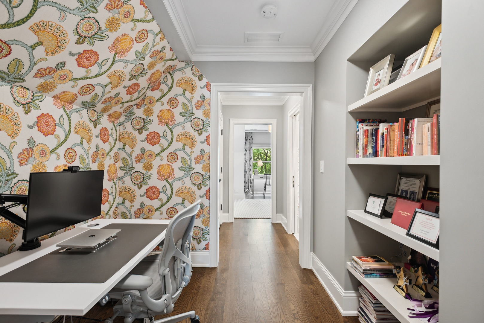 2148 West Giddings Street Chicago, IL 60625 - Photo 35 of 51 a view of a workspace with furniture and wooden floor