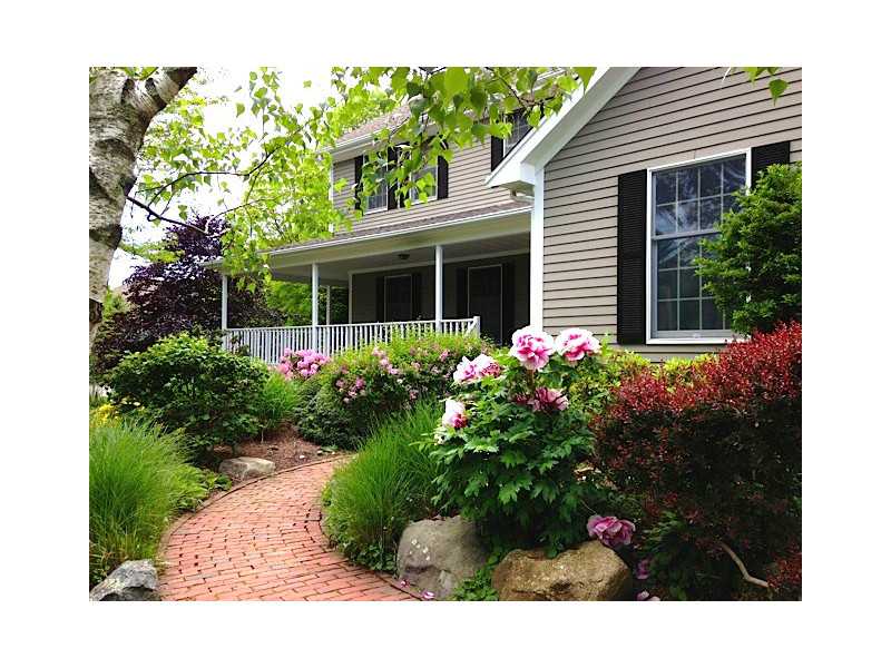 22 Great Road Barrington, RI 02806 - Photo 2 of 23 Exterior Front. Brick walk way, stone walls, perennial gardens - lovely
