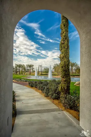 a view of a big yard next to a building