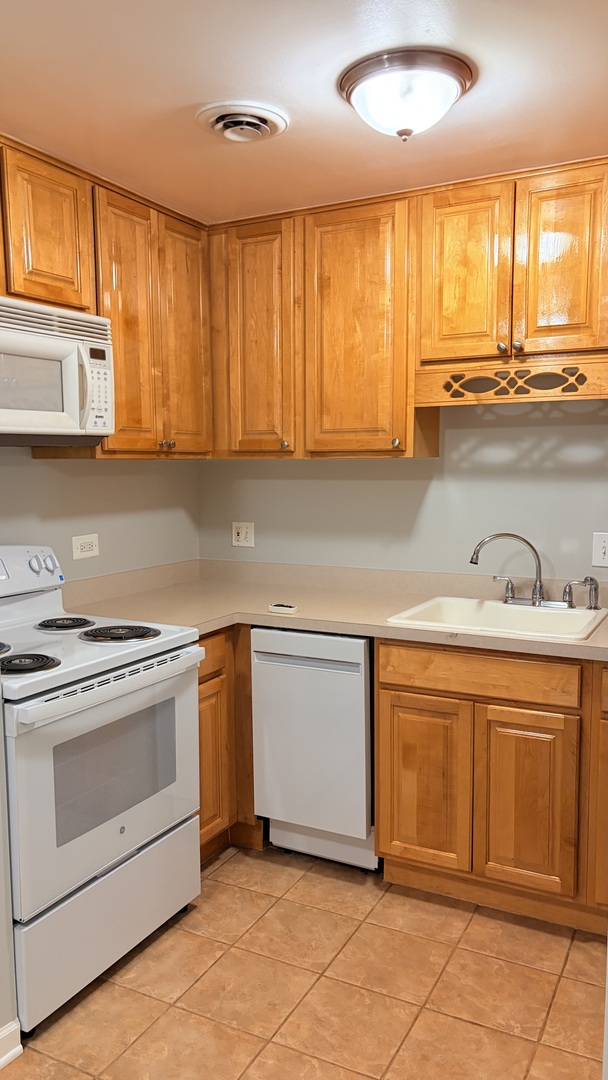 310 Lathrop Avenue, Unit 307 Forest Park, IL 60130 - Photo 19 of 41 a kitchen with stainless steel appliances granite countertop a stove a sink and a microwave
