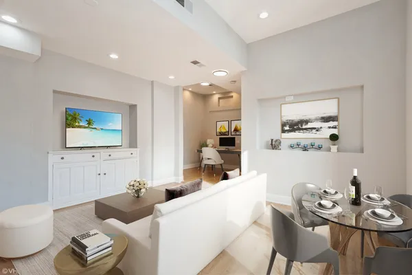 a view of kitchen with wooden floor