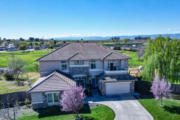 a aerial view of a house with a garden