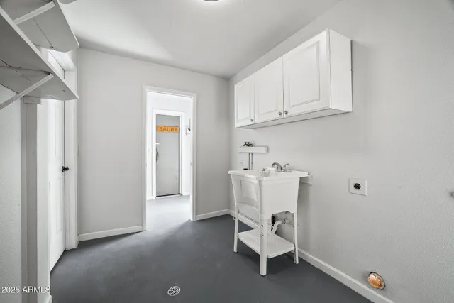 a view of a room with racks on the wall