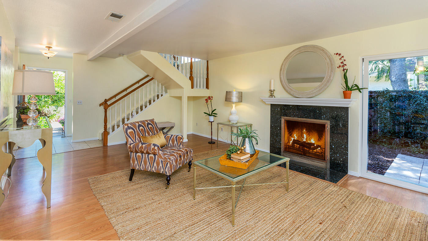33 North San Marcos Road, Unit A Santa Barbara, CA 93111 - Photo 2 of 26 Living Room and Fireplace