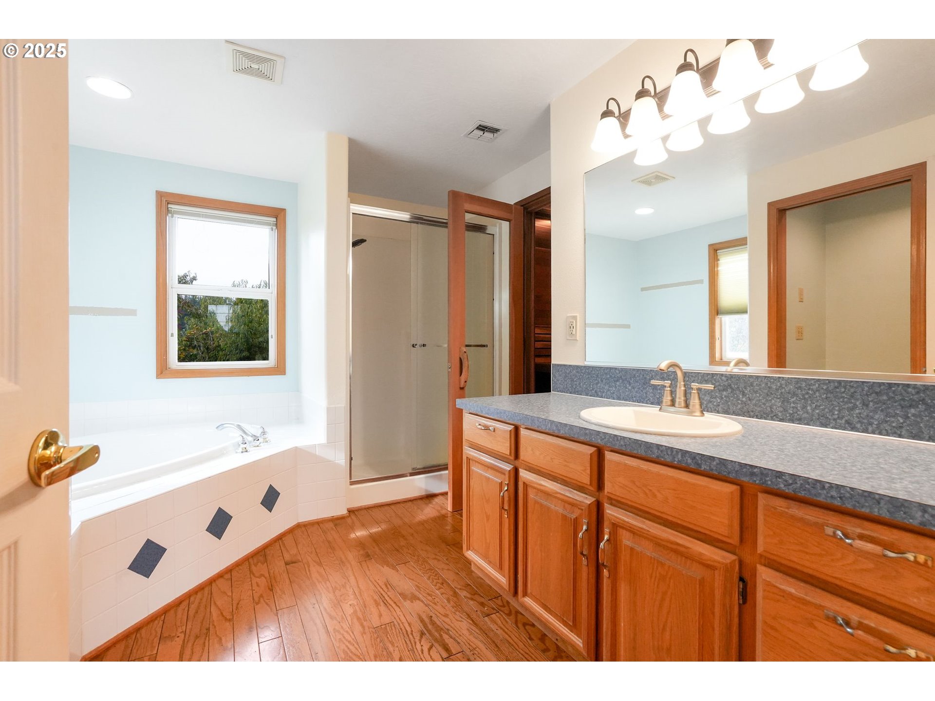 503 Southwest Mistmaiden Court Sublimity, OR 97385 - Photo 38 of 47 a bathroom with a sink vanity and mirror