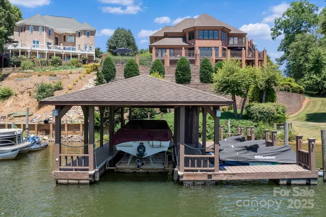a view of a lake with sitting space
