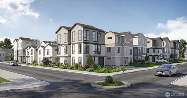 a city street lined with buildings and cars