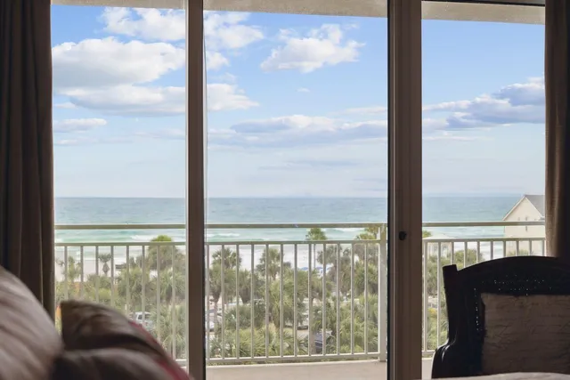 a view of a city from a balcony