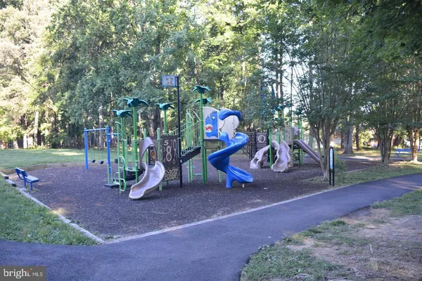 a view of a park with slides