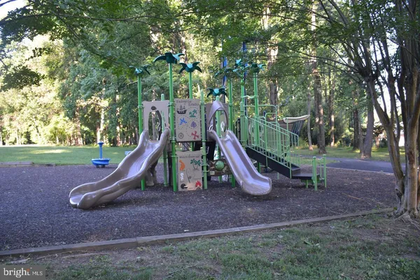 a view of a park with slide