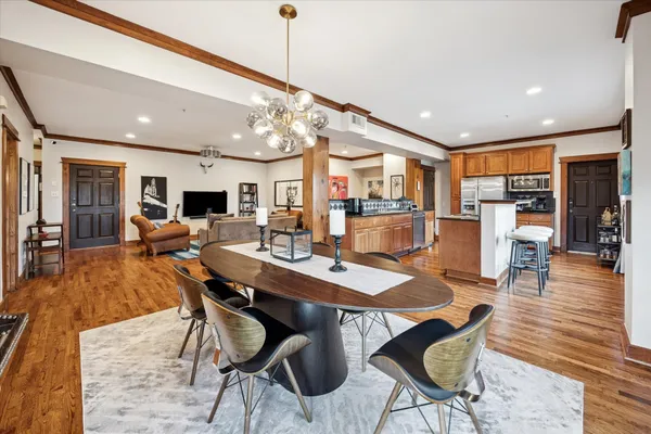 a view of a dining area with furniture