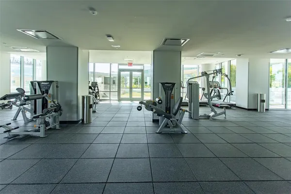 a view of a room with gym equipment